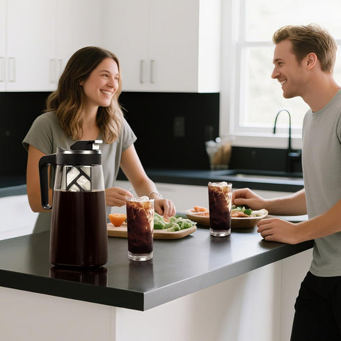 64 oz, 2 Sivaphe Large Ice Cold Coffee Maker Dishwasher Safty Traitan Carafe Pitcher Leak Proof, Iced Hot Coffee/Tea