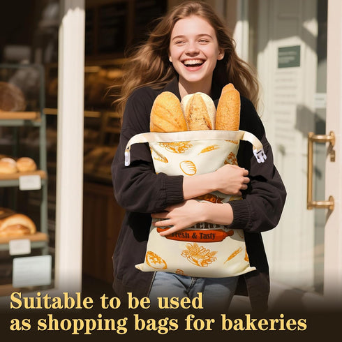 2 Packs 17x12 Inch Reusable Bread Bags for Homemade Bread, NFETLLD Homemade Sourdough Bags Storage Container Keep Loaf