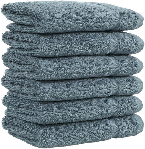 Linum Home Textiles 100% Set 6, Turkish Cotton Denzi Washcloths, of Light Blue