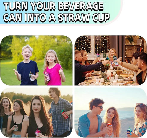 6 Pack Soda Can Lids with Straw,Silicone Soda Can Covers,Pop Can Cover,BPA-Free,Reusable Can Covers