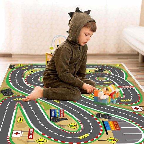 39"x59" Kids Rug Play Mat Soft & Non-Slip Car Rugs City Map Play MatCar Rugs for Kids Toy Cars Race Track for Classroom
