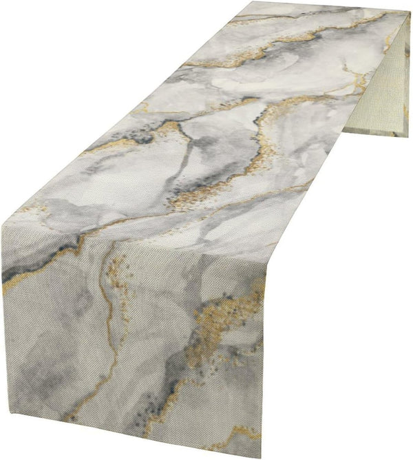 ShiTingYu Marble Table Runner Gold Grey Table Dresser Runners Modern Table Coffee Table