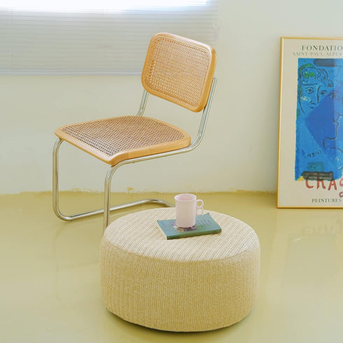 weruisi D21x H10 Woven Inflatable Ottoman with Air Pump Outdoor Indoor Pouf Patio Footrest Stool with Portable Handle