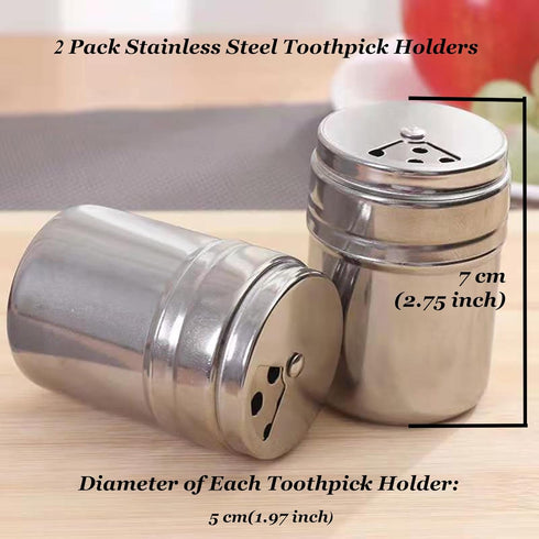 2 Pack Stainless Steel Toothpick Holders, Thickening Toothpick Dispensers, Silver Storage Box for Home Kitchen