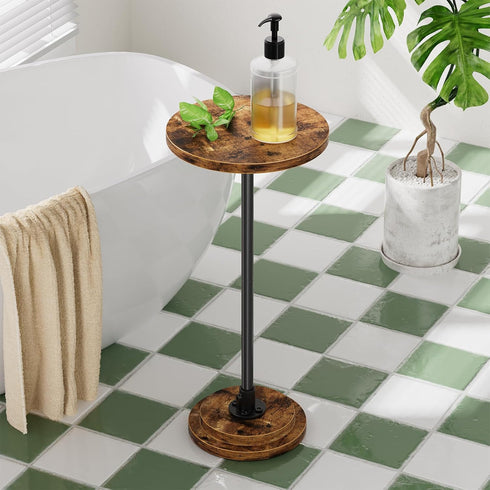 Simple Trending Small Side Table, Round Drink Table, Sofa End Table for Living Room, Coffee Tables for Bedroom, Rustic