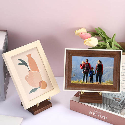Hipiwe Adjustable Metal Arms Display Stand Easel with Wooden Base - Crystal Display Holder for Rocks, Gemstones,