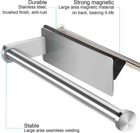 Kitchen,Refrigerator,Grill,Toolbox,Garage,Shop Paper Towel Holders Magnetic Steel Brushed Towel Roll Holders