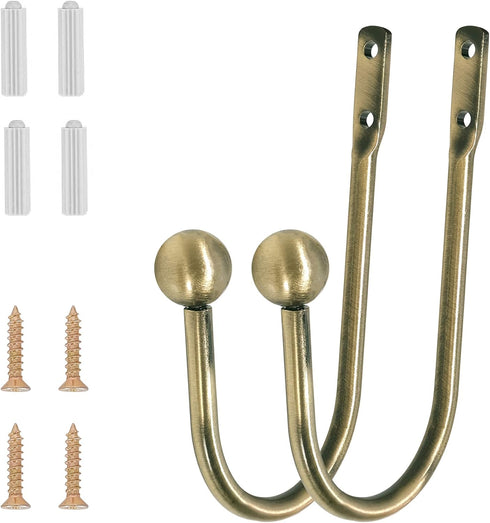 Curtain Holdback Set of 2 Pcs, Heavy Duty Metal Wall Mounted Drapery Tiebacks with Screws, Decorative Window Curtain