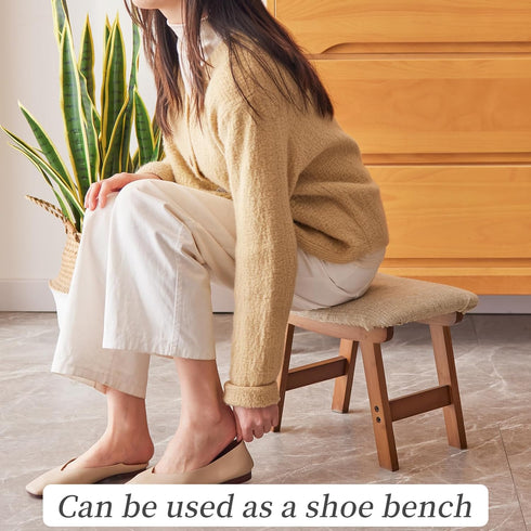 Kitsanery Foot Stool,Ottoman,Bamboo Small Sofa Foot Rest Under Desk,Extra Seating for Living Room, Bedroom
