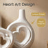 Set 2, 8.5in White Heart Shaped Hollow Ceramic Vase of Modern Nordic Boho Style Vases Home Decor for Table Centerpiece