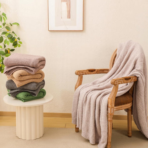 Cozy 53x71) bearberry Super Soft Fluffy Throw Blanket Lightweight Warm Throw Blankets for Couch Bed Sofa All Season