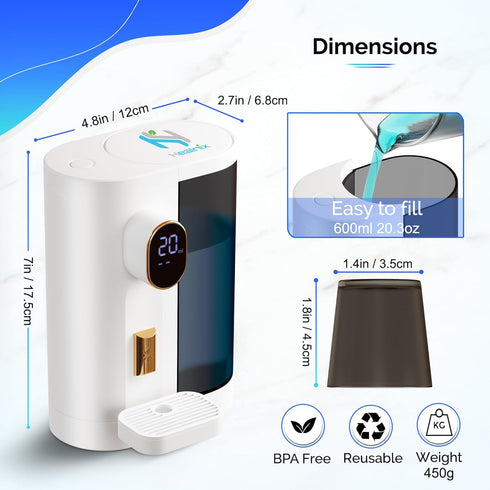 HEALNIX (20.3 oz) 4X Countertop Set Automatic Mouthwash Dispenser for Bathroom - Touchless Smart Mouth Wash Dispenser