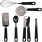 Country Kitchen 6 Pc Essentials Kitchen Stainless Steel Gadget Set - Black Gun Metal with Soft Touch Handles