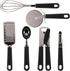 Country Kitchen 6 Pc Essentials Kitchen Stainless Steel Gadget Set - Black Gun Metal with Soft Touch Handles