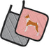Caroline's Treasures BB3674PTHD Basenji Checkerboard Pink Pot Holders, Heat Resistant Kitchen Hot Pads for Cooking, 7