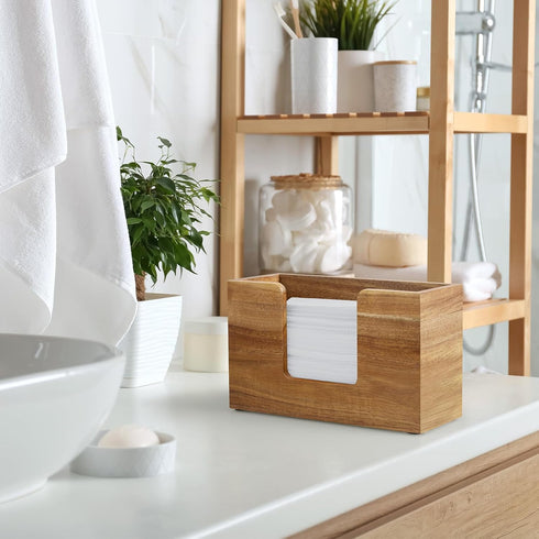 Countertop, Paper Towel Dispenser Acacia Wood Bathroom Paper Towel Holder for Home, Napkin Holder for Kitchen