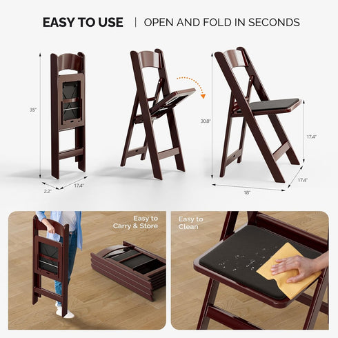 1 VINGLI Resin Folding Chairs with Cushion, Foldable Plastic Chair with Comfortable Padded Seats, Perfect for Event