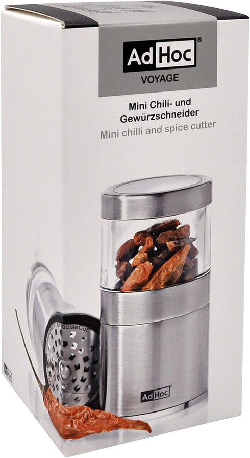 AdHoc Voyage Spice Mill - Stainless Steel Spice & Herbs Gadget - Easy Clean Herb & Spice Mill - Unique & Refillable
