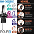 3-in-1 Liquor Pour Spout - Olive Oil Spout with Built-in Caps, Dishwasher Safe, Black 2 PCs