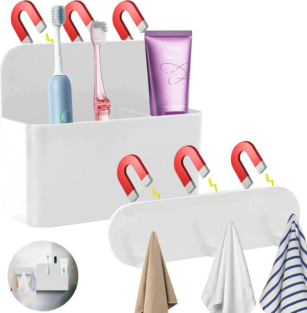 CTTZCKJ Magnetic Wall-Mounted Toothbrush Holder with Magnetic Hooks for Cruise Cruise Ship Essentials