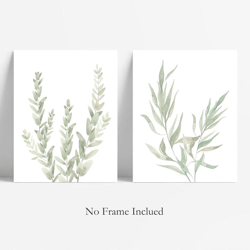 Botanical Boho Bathroom Decor Wall Art Prints, UNFRAMED Sage Green Plants Decor, Set of 4 Pictures (8"x10")