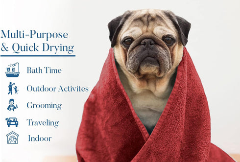 DAN RIVER Dog Towels for Drying Dogs, Large 100% Cotton Puppy Bath Towel, Ultra Soft 450 GSM, 20x40 inches