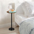OYEAL Drink Side Table Small Round Cocktail Table for Patio Outdoor Pedestal Side Table Coffee Table with Black Marble
