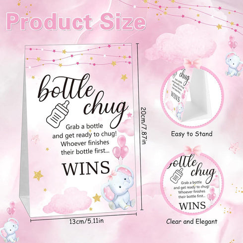 TrelaCo Sets 12 1 Cool Baby Shower Games Pcs Bottles with Bottle Chug Sign for Gender Reveal Baby Shower Party Favors