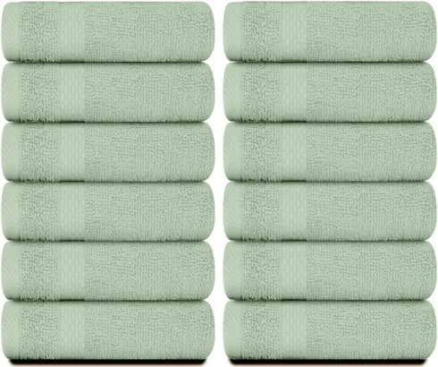 13x13 Inch 650 12 Pack, White Classic Luxury Cotton Washcloths - GSM Turkish Cotton | Hotel, Spa, Bathroom Face Towel |