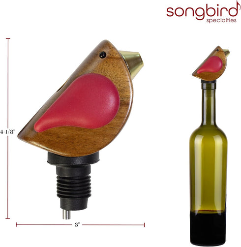 Songbird Specialties Wine Bottle Pourer, Fun Wine Pourer Spout Sings While It Pours, Airtight Wine Bottle Sealer