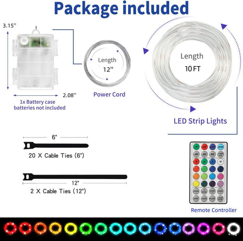 Hhyoisn 10 16 8 Battery Powered LED Baby Stroller Lights, FT Multicolor Stroller Rope Lights for Night Walking, Colors