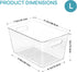 Vtopmart Clear Plastic Pantry Organizer Bins, 4 PCS Food Storage Bins with Handle for Refrigerator, Fridge, Cabinet, Kitchen, Countertops, Cupboard, Freezer Organization and Storage, BPA Free, Large