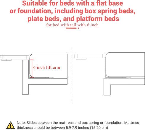 KIWIFOTOS Raised Bedside Shelf for Bed Tray Table Under Mattress for Box Spring Plate Platform Bed Nightstand Shelf