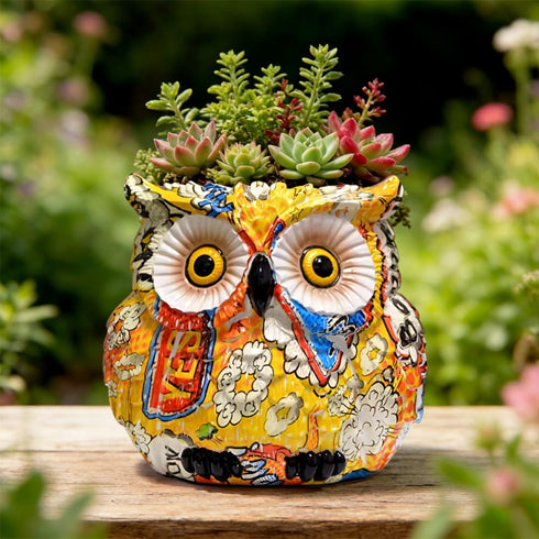 Midcentury Modern Decor Owl Planter, Bird Figurine Succulent Plant Pots for Plants, Small Sculptures Statue Flower Pot