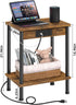 Table,2-Tier YUFAM End Table with Charging Station,Small Side Nightstand with Storage Shelf,Sofa Bedside Table