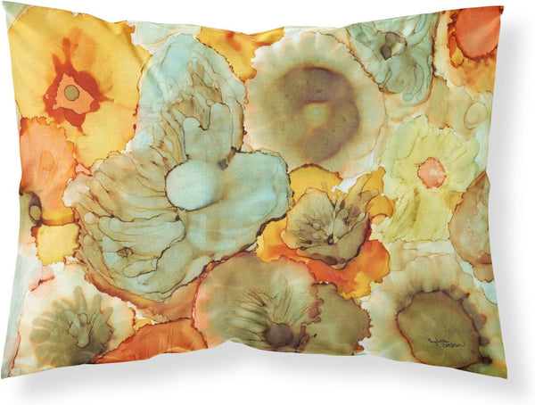 Caroline's Treasures 8969PILLOWCASE Abstract Flowers Teal and Orange Fabric Standard Pillowcase