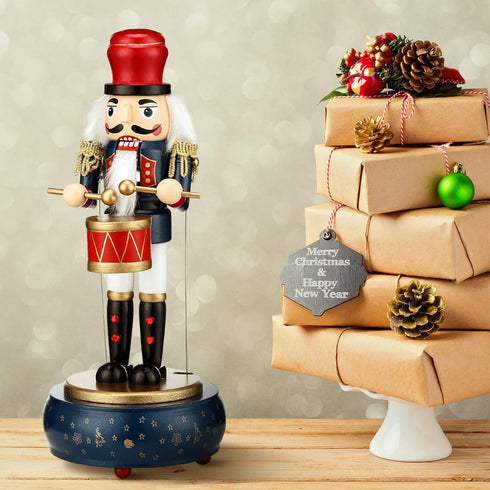 Jetec Nutcracker Music Box Wooden Nutcracker Soldier Toy Handmade Nutcracker Figures Christmas Nutcrackers Soldiers