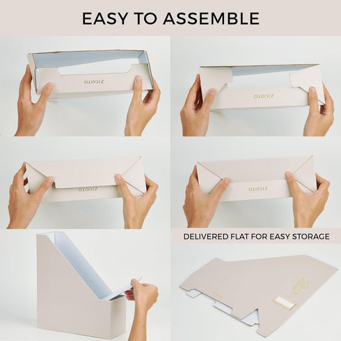 ZICOTO Beautiful Magazine Holder Set of 3, Sturdy File Holder to Organize Desk or Shelves, Perfect Office Storage