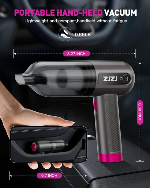 Handheld Car Vacuum Cleaner Cordless - 15000PA High Power Portable Vacuum & Air Duster