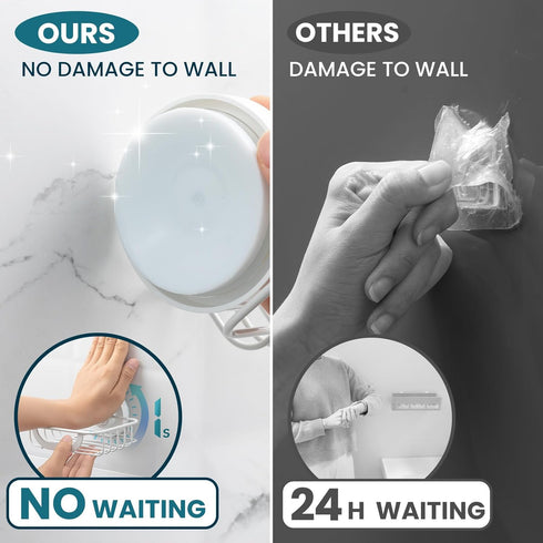 TAILI Soap Bar Holder Dish with Hooks, Shower Soap Tray Saver Suction Cup with Razor Holder for Wall, Rustproof