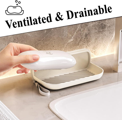 LERAO Travel Soap Case Soap Holder Bar,Soap Dish Travel Plastic Soap Dish for Shower Container(Beige)