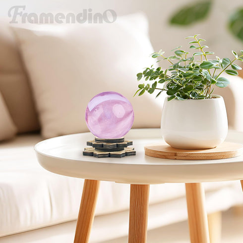 3 Pack 30-150mm Framendino, Wood Crystal Ball Stand Flower Mini Sphere Display Wooden Holder