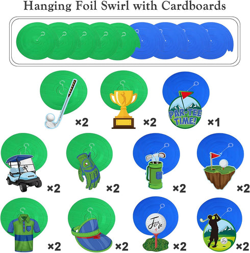Clabby 41 Pcs Golf Party Decorations Swirls, Birthday Sports Theme Supplies for Kids Boys Men