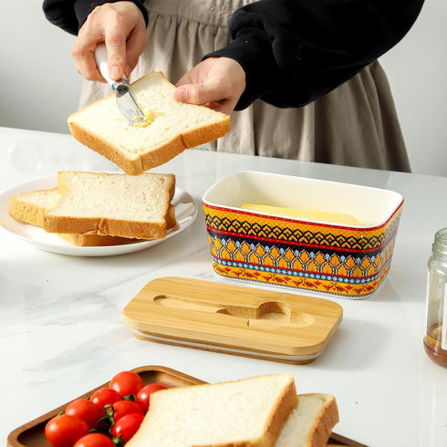 countertop, Counter, Hasense Butter Dish with Lid, Ceramic Butter Dish with Lid for Airtight Covered Butter Keeper