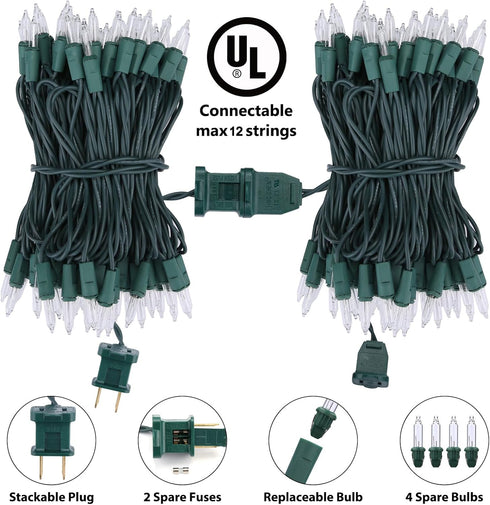 12.5ft 50 Count Bulb Toodour Clear Christmas Lights, Incandescent Indoor Outdoor String Lights, UL Certified