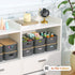 Plastic Storage Baskets with Bamboo Lid, Stackable Storage Bins for Organizing Shelves, 6 Pack, Gray