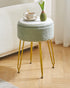 WBD010D IBUYKE Teddy Velvet Storage Footrest Stool Ottoman, Makeup Vanity Stool Side Table with Removable Cover, Golden