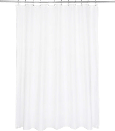 Ultimate Waterproof Long Fabric Shower Curtain or Liner 72x74, Breathable TPU & Machine Washable, White