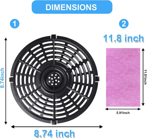 Air Fryer Replacement Parts Tray: Upgraded 5.0QT Round Grill Crisper Plate Non-Stick Coating Accessories for Gowise