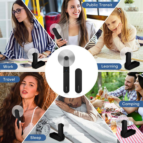 Nezylaf Handheld Mini Fan, 2 Speeds Rechargeable Travel Fan, Portable USB Small Pocket Fan for Women, Outdoor Essentials